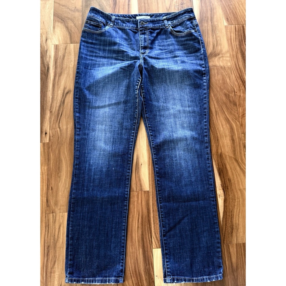 Chico's Platinum Dark Denim Jeans Size 2.5 Straight Leg Cotton